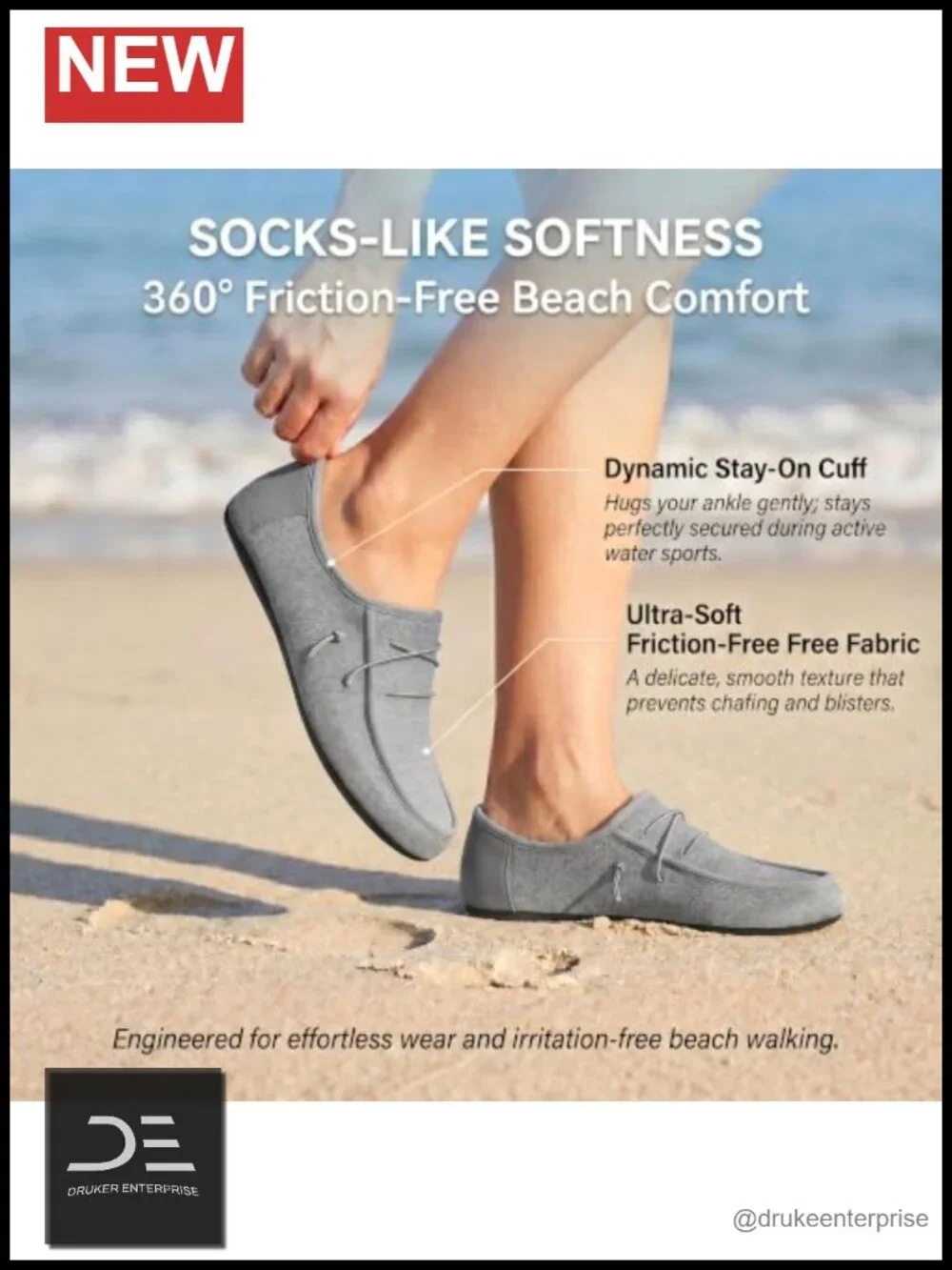 Puncture Proof Water Shoes - Slip On Loafers Barefoot Swim Aqua Beach Pool Yoga
